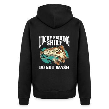 Fishing Design Fish Lover Fisherman - Unisex Premium Bio Zip Hoodie - Schwarz - Hinten - Nico (187cm)