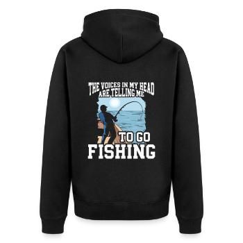 Fishing Design Fish Lover Fisherman - Unisex Premium Bio Zip Hoodie - Schwarz - Hinten - Nico (187cm)