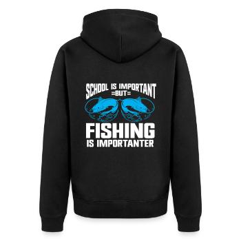 Fishing Design Fish Lover Fisherman - Unisex Premium Bio Zip Hoodie - Schwarz - Hinten - Nico (187cm)