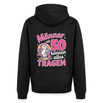 50. Geburtstag Männer Frauen Lustig 50 Jahre - Unisex Premium Bio Zip Hoodie - Schwarz - Hinten - Nico (187cm)