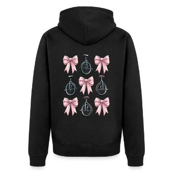 Coquette Bow Einradfahren Einrad Mama Rosa - Unisex Premium Bio Zip Hoodie - Schwarz - Hinten - Nico (187cm)