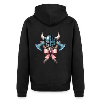 Coquette Bow Viking Norse Mythology Ribbon - Unisex Premium Organic Zip Hoodie - black - Back - Nico (187cm)