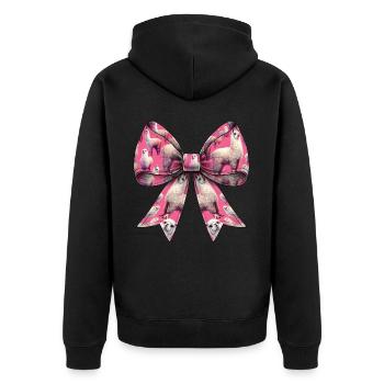 Coquette Bow Alpaca Llama Pattern Pink - Unisex Premium Organic Zip Hoodie - black - Back - Nico (187cm)