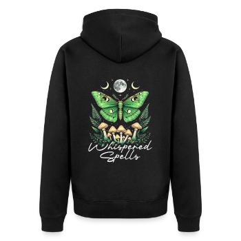 Fairycore Fee Gotisch Whispered Spells - Unisex Premium Bio Zip Hoodie - Schwarz - Hinten - Nico (187cm)