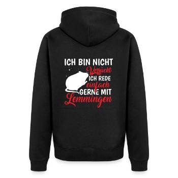Lemming Vole likes to talk to lemming - Unisex Premium Organic Zip Hoodie - black - Back - Nico (187cm)