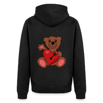 Teddy Ours en peluche Valentine Arrow Coeur - Veste à capuche bio Premium Unisexe - noir - Dos - Nico (187cm)