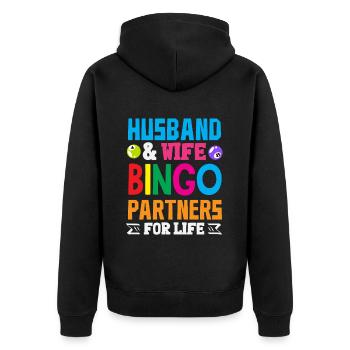 Bingo Partner Fürs Leben Ehepaar - Unisex Premium Bio Zip Hoodie - Schwarz - Hinten - Nico (187cm)