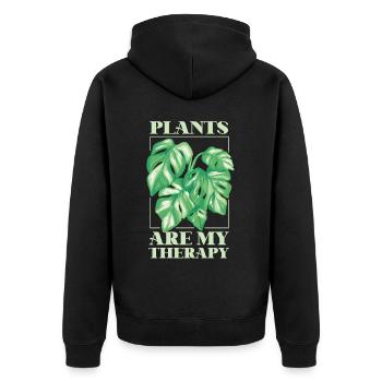 Plant Lover Gardening Monstera - Unisex Premium Bio Zip Hoodie - Schwarz - Hinten - Nico (187cm)