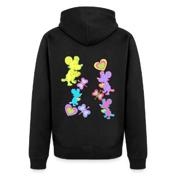 Maus Mäuse Retro Vintage old school Kinder - Unisex Premium Bio Zip Hoodie - Schwarz - Hinten - Nico (187cm)