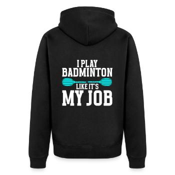 Badminton Player - Unisex Premium Bio Zip Hoodie - Schwarz - Hinten - Nico (187cm)