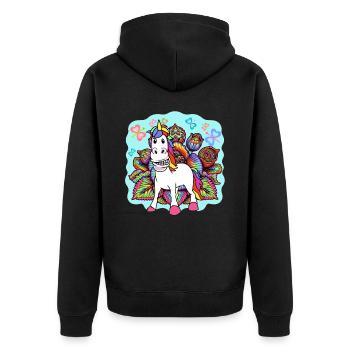 Summer Hippie Unicorn Unicorns Horse Horses - Unisex Premium Organic Zip Hoodie - black - Back - Nico (187cm)