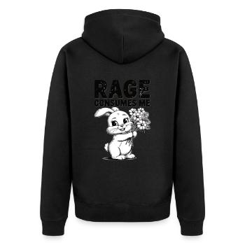 Rage Consumes Me Kaninchen - Unisex Premium Bio Zip Hoodie - Schwarz - Hinten - Nico (187cm)