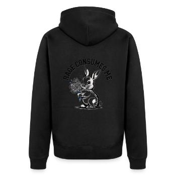 La rage me consume lapin - Veste à capuche bio Premium Unisexe - noir - Dos - Nico (187cm)