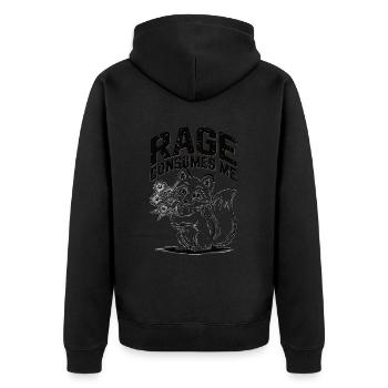 Rage Consumes Me Fuchs - Unisex Premium Bio Zip Hoodie - Schwarz - Hinten - Nico (187cm)