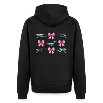 Coquette Bogen Wal Ozean Tier rosa Schleife Mama - Unisex Premium Bio Zip Hoodie - Schwarz - Hinten - Nico (187cm)