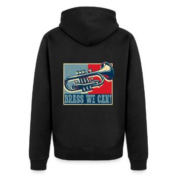 Kornett Kornettspieler Brass We Can - Unisex Premium Bio Zip Hoodie - Schwarz - Hinten - Nico (187cm)