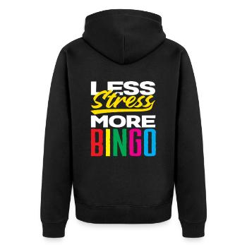 Moins de stress, plus de plaisir au bingo - Veste à capuche bio Premium Unisexe - noir - Dos - Nico (187cm)