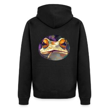 Stoned Froschkönig kifft: Lustige Cannabis Kröte - Unisex Premium Bio Zip Hoodie - Schwarz - Hinten - Nico (187cm)