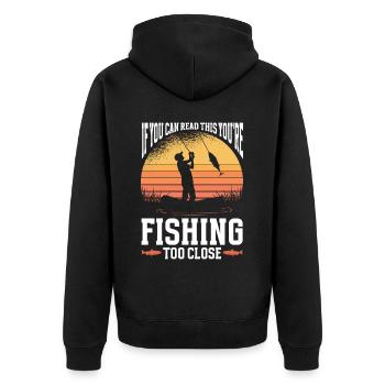 Fishing Design Fish Lover Fisherman - Unisex Premium Bio Zip Hoodie - Schwarz - Hinten - Nico (187cm)