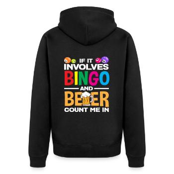 Wenn Es Bingo Und Bier Gibt Zähl Mich Ein - Unisex Premium Bio Zip Hoodie - Schwarz - Hinten - Nico (187cm)