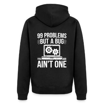 Administrator Support Nerd Computer Tech - Unisex Premium Bio Zip Hoodie - Schwarz - Hinten - Nico (187cm)