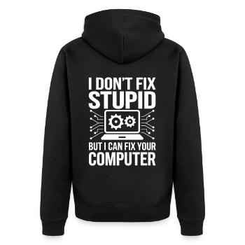 Administrator Support Nerd Computer Tech - Unisex Premium Bio Zip Hoodie - Schwarz - Hinten - Nico (187cm)
