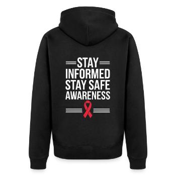 STI Awareness Sexuell übertragbare Infektionen - Unisex Premium Bio Zip Hoodie - Schwarz - Hinten - Nico (187cm)