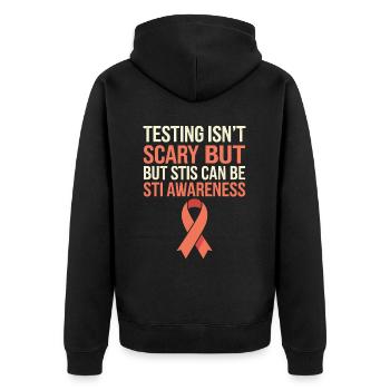 STI Awareness Sexuell übertragbare Infektionen - Unisex Premium Bio Zip Hoodie - Schwarz - Hinten - Nico (187cm)