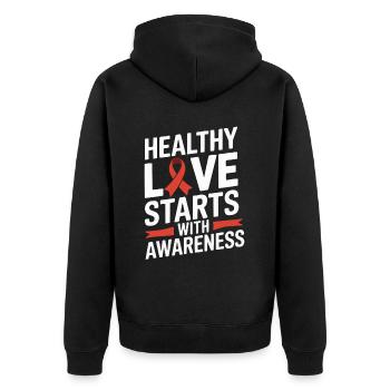 STI Awareness Sexually Transmitted Infections - Unisex Premium Organic Zip Hoodie - black - Back - Nico (187cm)