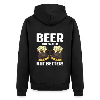Funny Beer Brewing - Unisex Premium Bio Zip Hoodie - Schwarz - Hinten - Nico (187cm)