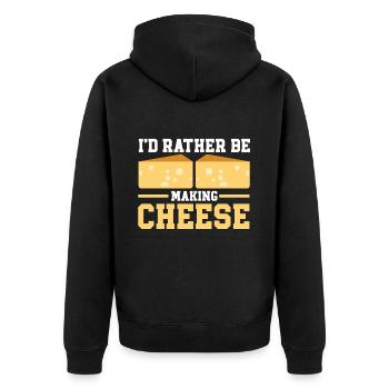 Cheese Making Cheese Lover - Unisex Premium Bio Zip Hoodie - Schwarz - Hinten - Nico (187cm)