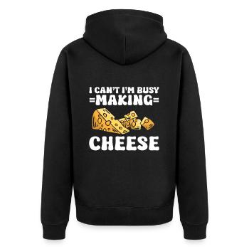 Cheese Making Cheese Lover - Unisex Premium Bio Zip Hoodie - Schwarz - Hinten - Nico (187cm)