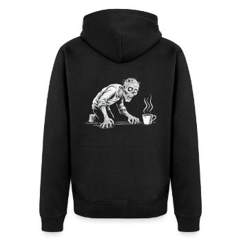 Zombie Undead Coffee Lover Horror Death Decaf - Unisex Premium Organic Zip Hoodie - black - Back - Nico (187cm)