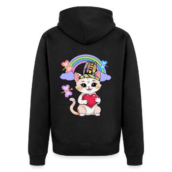 Chats Chat Enfants Enfant Coeur Coeurs - Veste à capuche bio Premium Unisexe - noir - Dos - Nico (187cm)