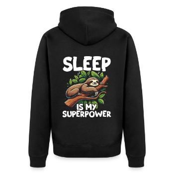 Le sommeil est mon superpouvoir : paresseux défectueux - Veste à capuche bio Premium Unisexe - noir - Dos - Nico (187cm)