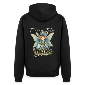 Fairycore Fee Gotisch - Unisex Premium Bio Zip Hoodie - Schwarz - Hinten - Nico (187cm)