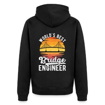 Bridge Engineer Bridge Construction - Unisex Premium Organic Zip Hoodie - black - Back - Nico (187cm)