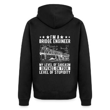 Bridge Engineer Bridge Construction - Unisex Premium Organic Zip Hoodie - black - Back - Nico (187cm)