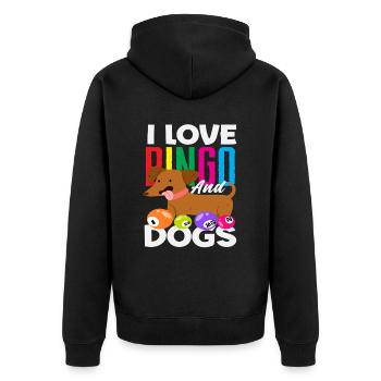 J’adore le bingo et les chiens - Veste à capuche bio Premium Unisexe - noir - Dos - Nico (187cm)