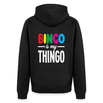 Le bingo est mon truc - Votre jeu - Veste à capuche bio Premium Unisexe - noir - Dos - Nico (187cm)