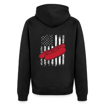 Hot Dog Liebhaber Amerikanisches Motiv - Unisex Premium Bio Zip Hoodie - Schwarz - Hinten - Nico (187cm)