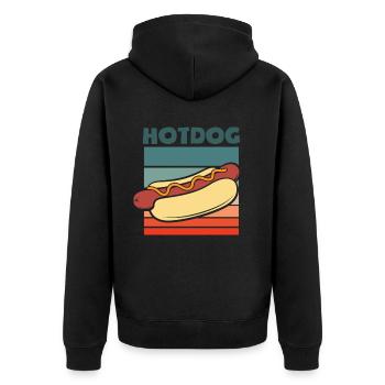 Amateur de hot-dogs design rétro - Veste à capuche bio Premium Unisexe - noir - Dos - Nico (187cm)
