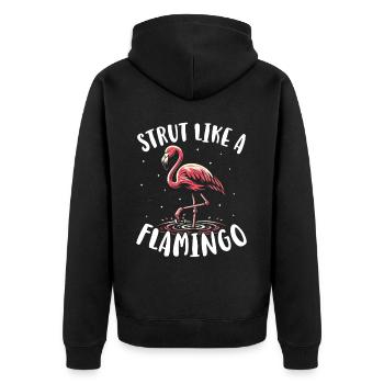 Strut Like a Flamingo - Unisex Premium Organic Zip Hoodie - black - Back - Nico (187cm)