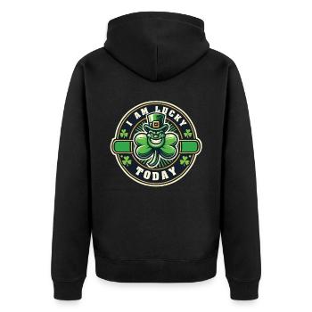 Saint-Patrick Trèfle chanceux Je suis aujourd’hui - Veste à capuche bio Premium Unisexe - noir - Dos - Nico (187cm)