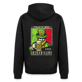 St. Patrick's Day Lustiger Hut Bier Kleeblatt Spaß - Unisex Premium Bio Zip Hoodie - Schwarz - Hinten - Nico (187cm)