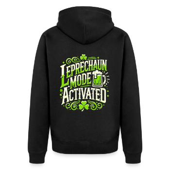 Leprechaun Mode Activates St. Patrick's Day - Unisex Premium Organic Zip Hoodie - black - Back - Nico (187cm)