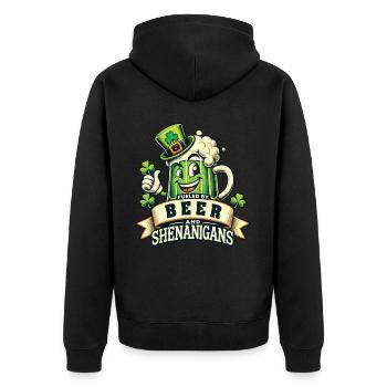 Bière et farces de la Saint-Patrick - Veste à capuche bio Premium Unisexe - noir - Dos - Nico (187cm)