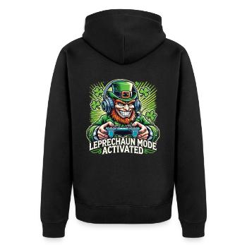 St. Patrick's Day Leprechaun Gamer Mode Enabled - Unisex Premium Organic Zip Hoodie - black - Back - Nico (187cm)