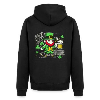 St. Patrick's Day Spaß Mit Bier Und Scherzen - Unisex Premium Bio Zip Hoodie - Schwarz - Hinten - Nico (187cm)