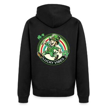 Joyeuses vibrations de la Saint-Patrick - Veste à capuche bio Premium Unisexe - noir - Dos - Nico (187cm)